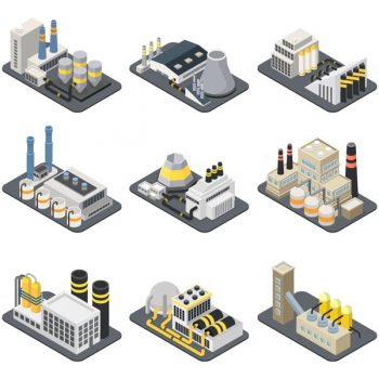 Buildings flat 3d isometric icons