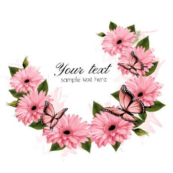 Beautiful holiday card with pink flowers - 2607201601