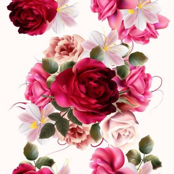 Beautiful seamless background with roses huasinth flowers vector - 2807201604